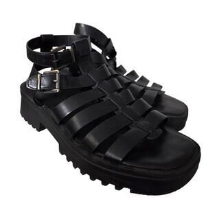 Torrid Ankle Wrap Platform Wedge Size 9WW Black Sandal Strappy